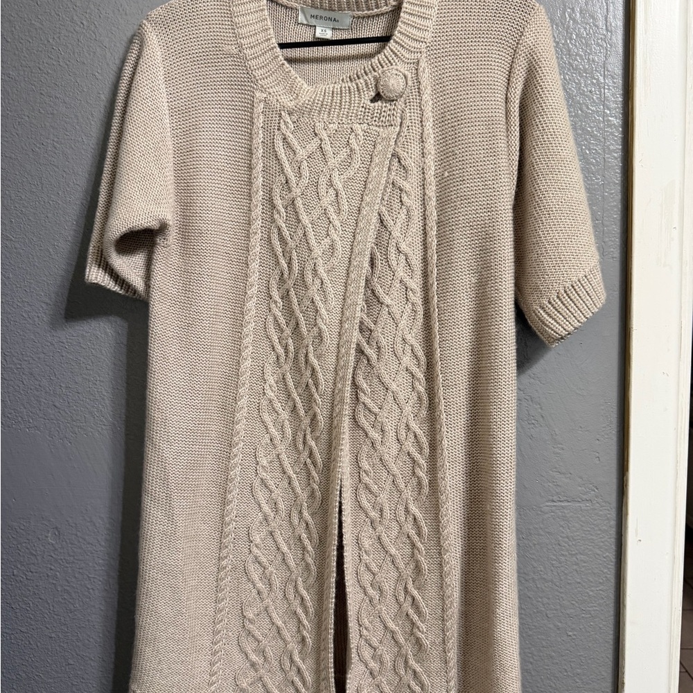 Merona Beige Short Sleeve Cardigan Sweater